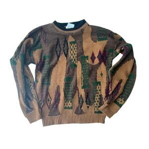 Cadet Club Boys Sweater Large 80s 90s Geometric Knit Pullover